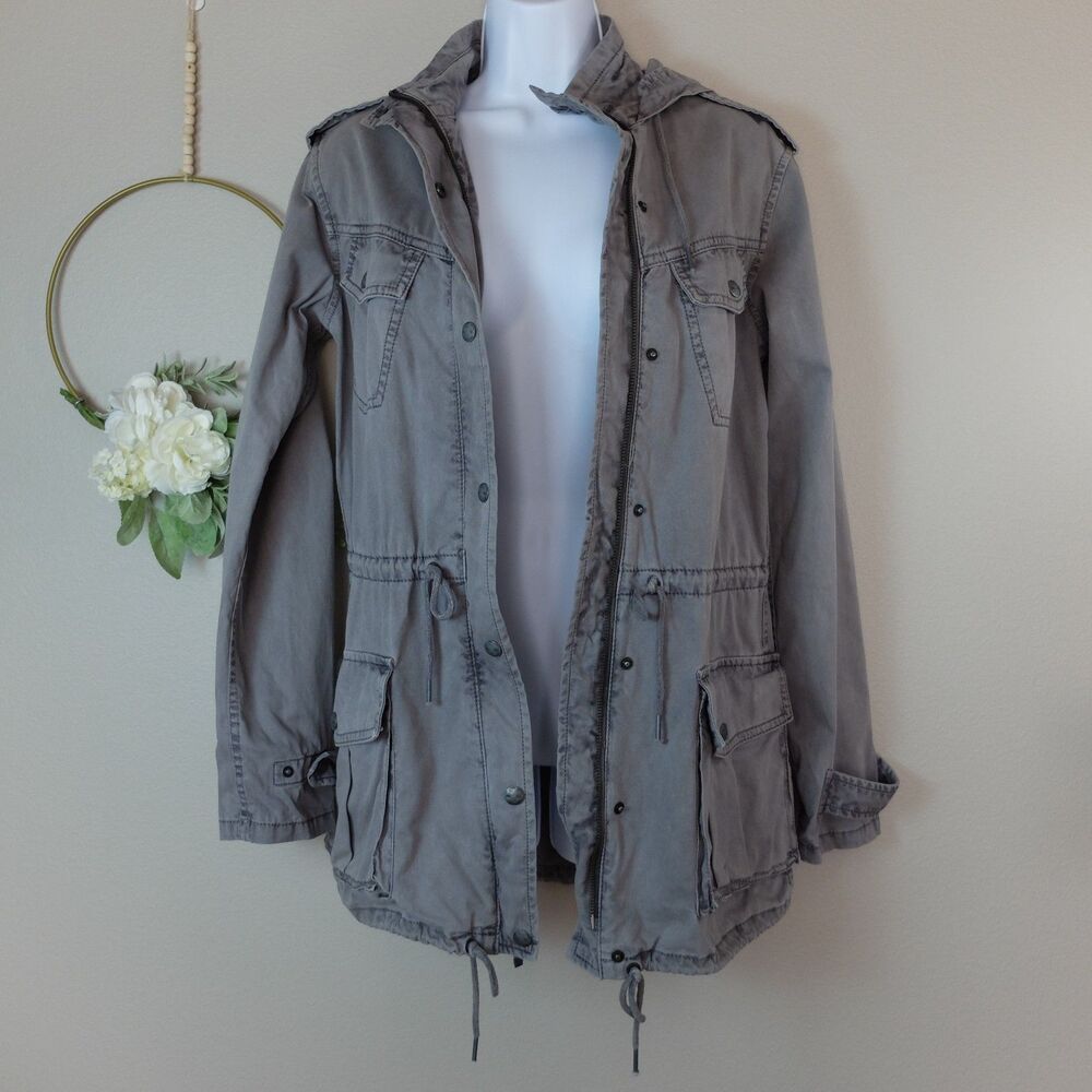 Talula Hooded Utility Jacket Washed Gray Size XXS - Picture 5 of 11